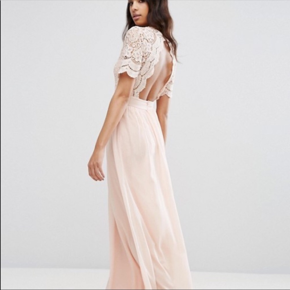 ASOS Lace-Back Maxi Dress in Blush Pink